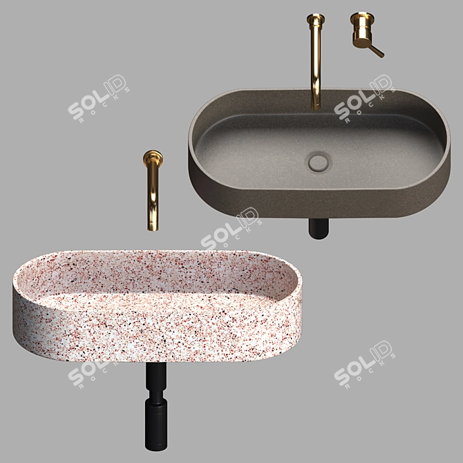 Terazzo Washbasin - Elegant and Durable 3D model image 3