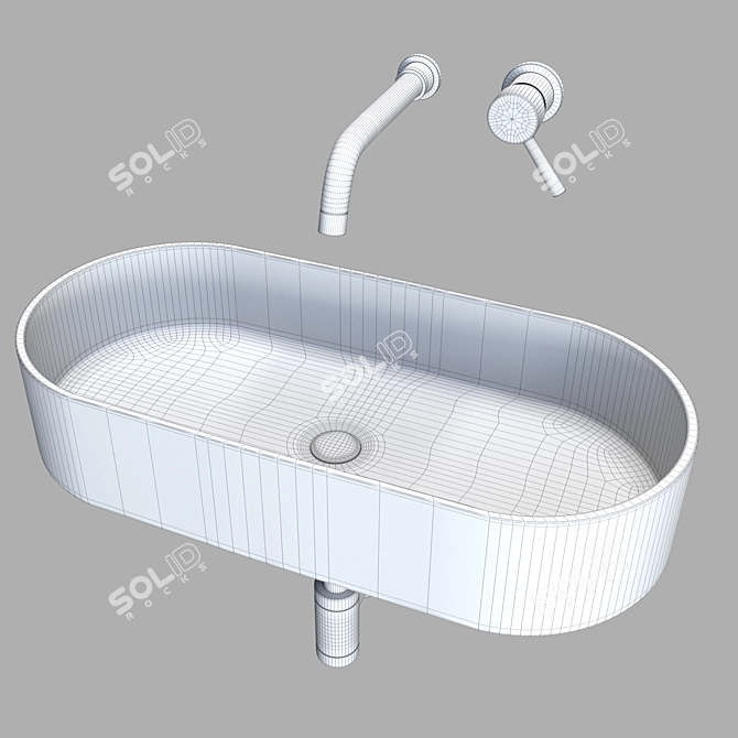 Terazzo Washbasin - Elegant and Durable 3D model image 4