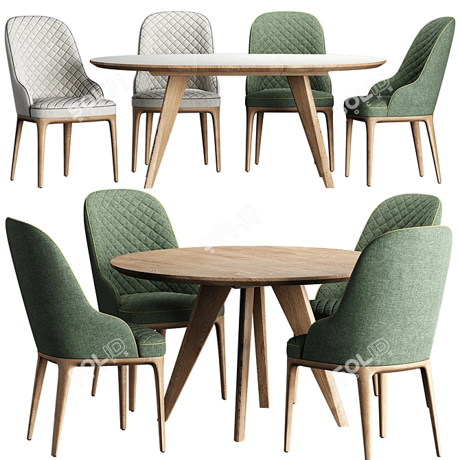 Versatile Sfer Table & ROB Chair Set 3D model image 1