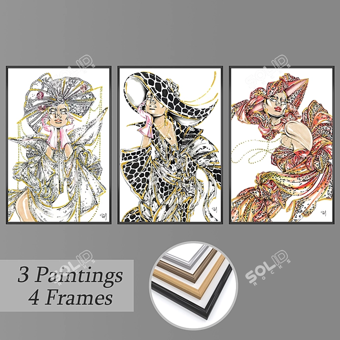 Modern Wall Art Set - No. 3306 3D model image 1