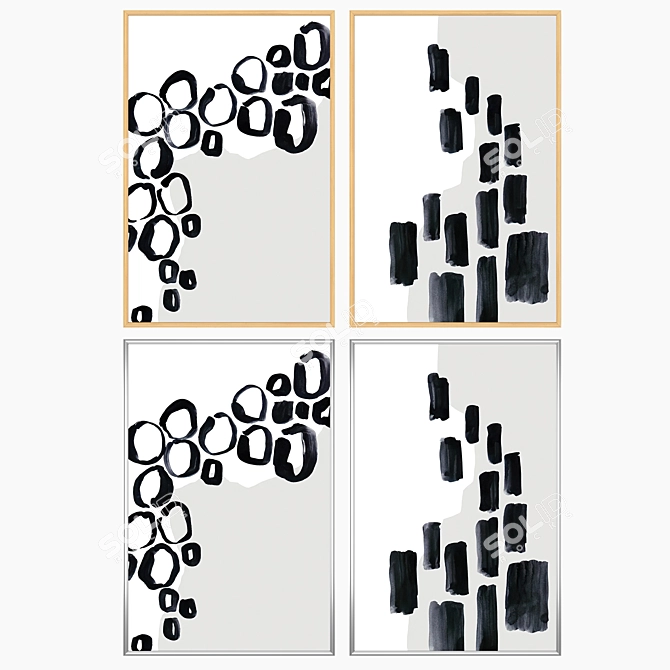 Abstract Art Set with Versatile Frames 3D model image 3