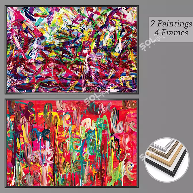 Elegant Wall Art Set with Versatile Frames 3D model image 1