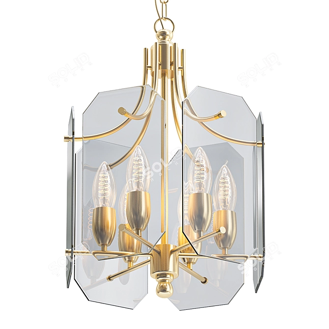 Vintage French Brass Chandelier 3D model image 1