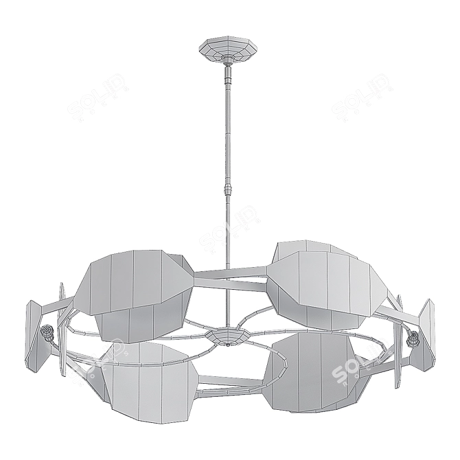 6-Light Wagon Wheel Chandelier 3D model image 2