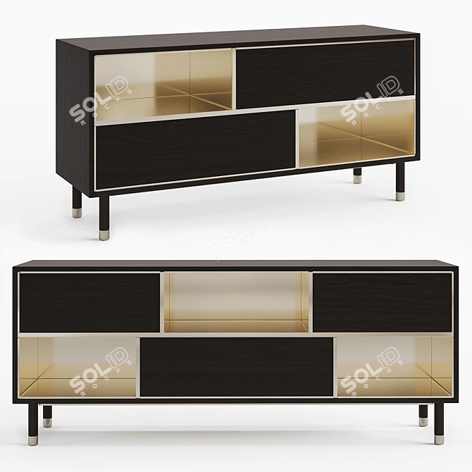 Elegant Piet Sideboard: Wooden Body, Metal Accents 3D model image 1