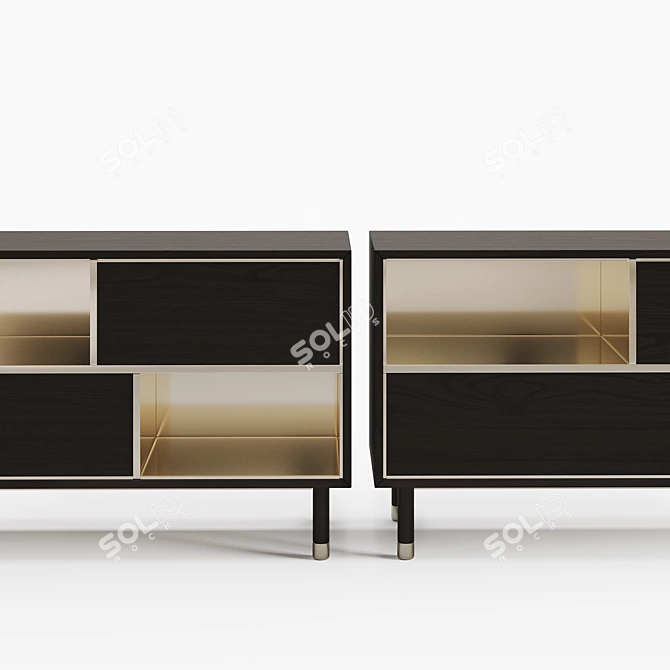 Elegant Piet Sideboard: Wooden Body, Metal Accents 3D model image 2