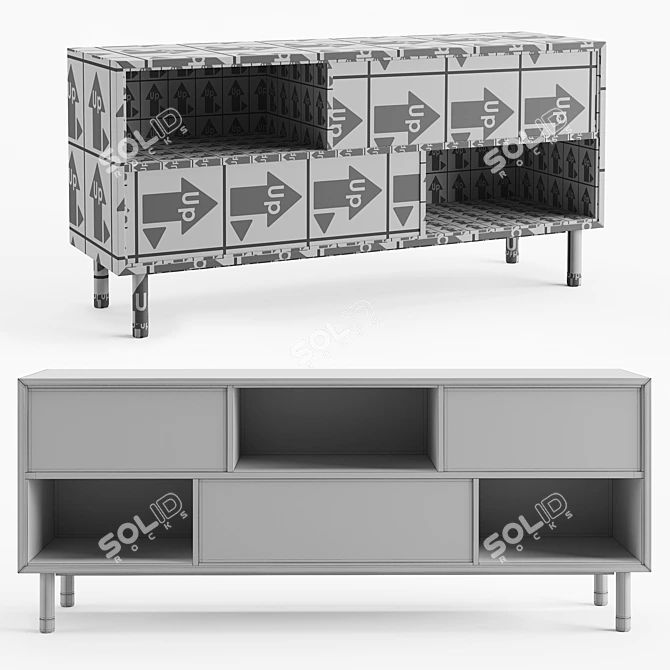 Elegant Piet Sideboard: Wooden Body, Metal Accents 3D model image 4