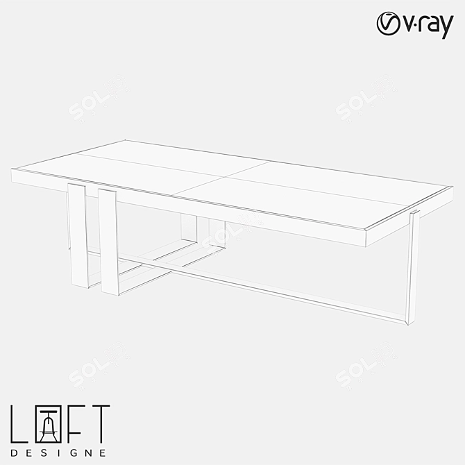 LoftDesigne 6115: Metal and Glass Coffee Table 3D model image 2