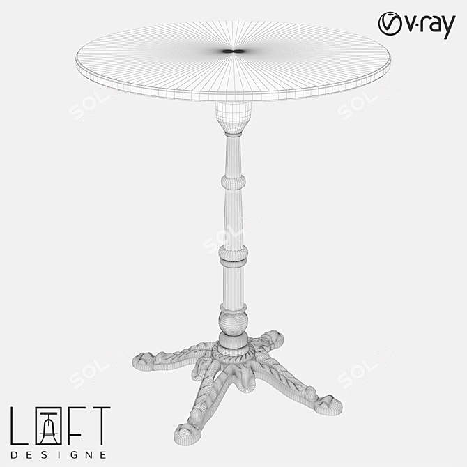 Sleek Metal and Marble Table 3D model image 2