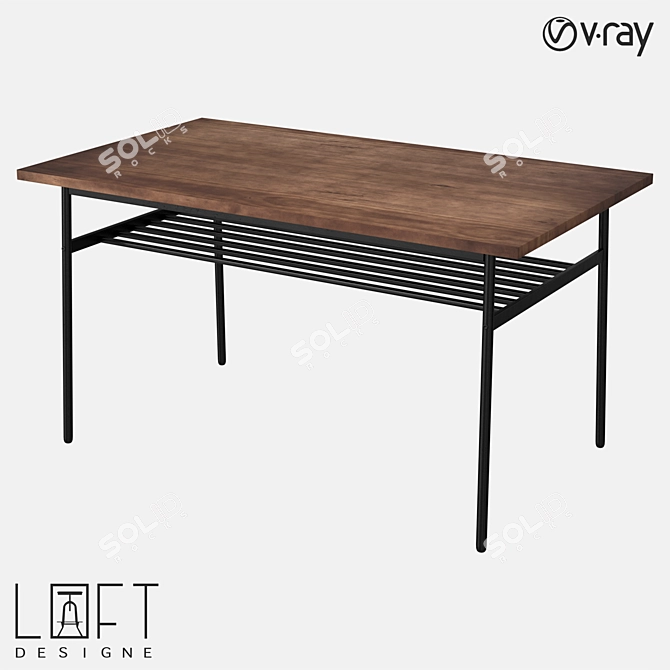 Rustic Pine Metal Table - LoftDesigne 70102 Model 3D model image 1