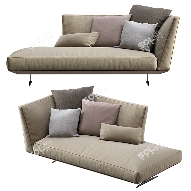 Stylish Evergreen Chaise Lounge 3D model image 3