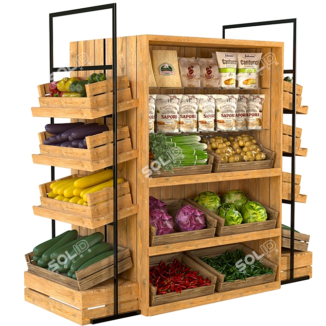 Fresh Harvest Veggie Crate Set 3D model image 1