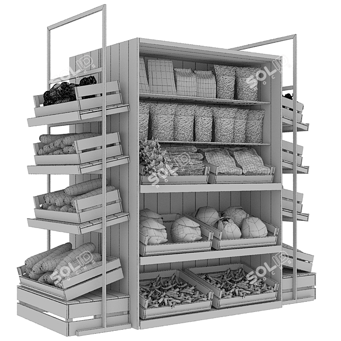 Fresh Harvest Veggie Crate Set 3D model image 2