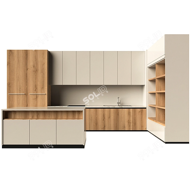 Exquisite Island Kitchen Experience 3D model image 1