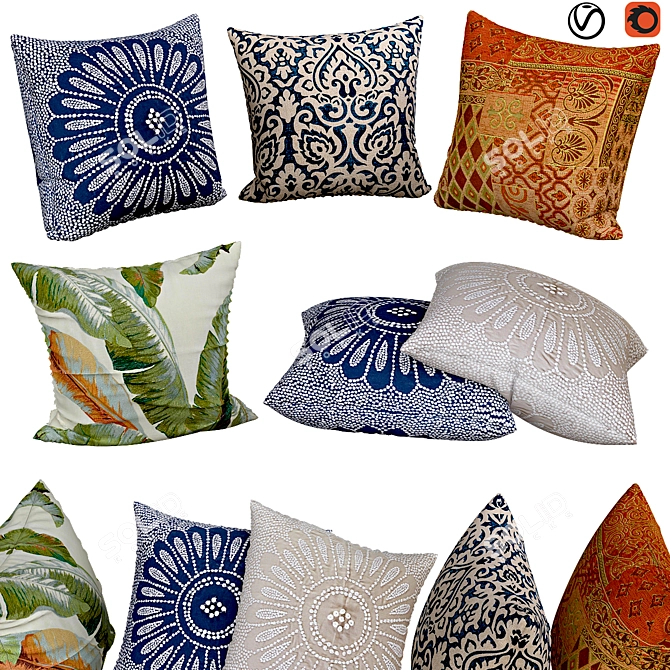 Elegant Cushions Collection | Various Designs 3D model image 1