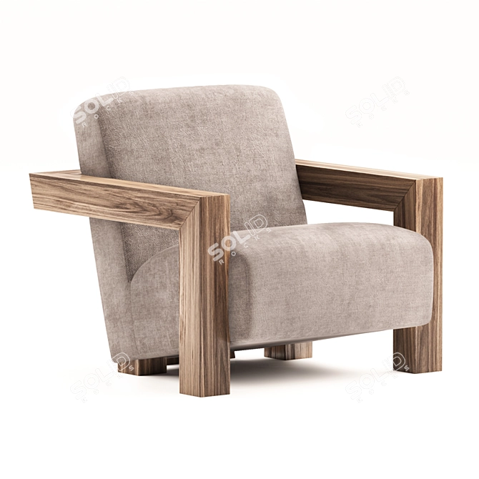 Modern Wood Frame Occasional Chair 3D model image 1