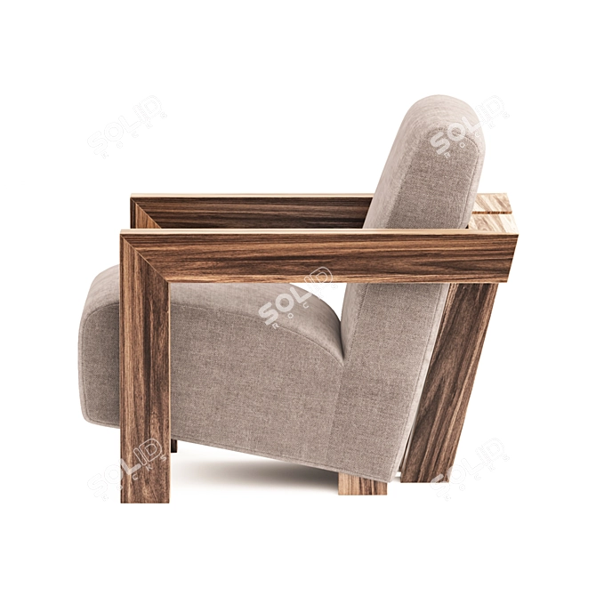 Modern Wood Frame Occasional Chair 3D model image 3