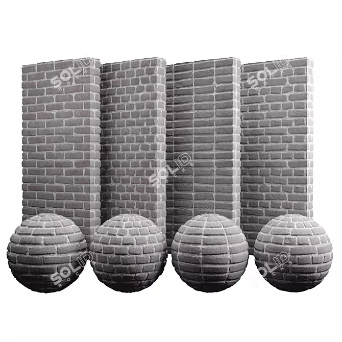 Industrial Gray Brick Texture: PBR 300x300cm 3D model image 1