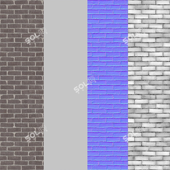 Industrial Gray Brick Texture: PBR 300x300cm 3D model image 3