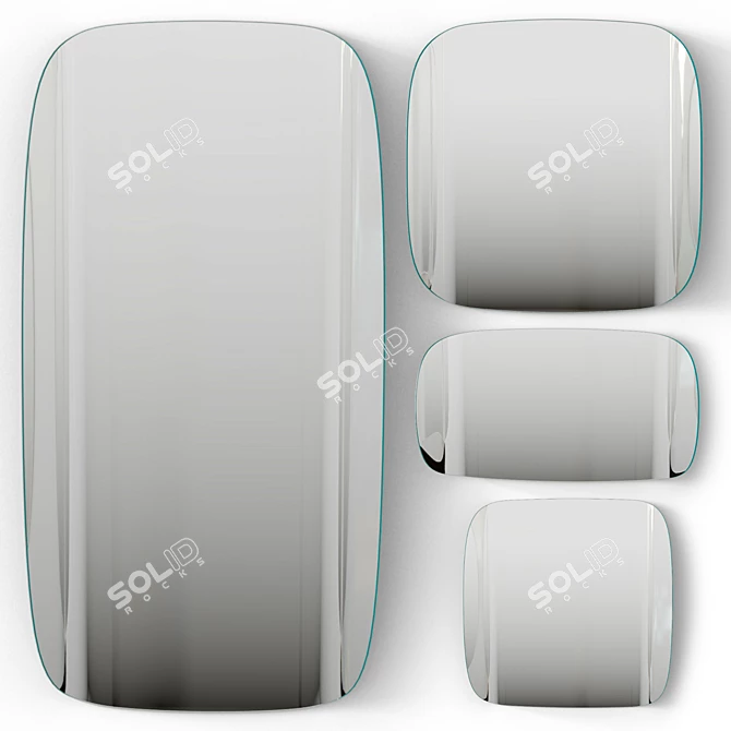 Elegant Curved Edge Mirror Set 3D model image 1