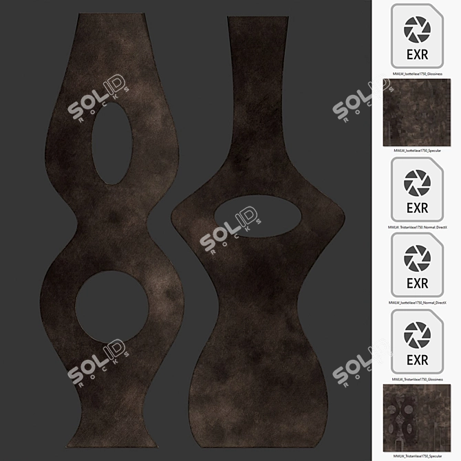 Elegant Metallic Floor Vase Set 3D model image 7