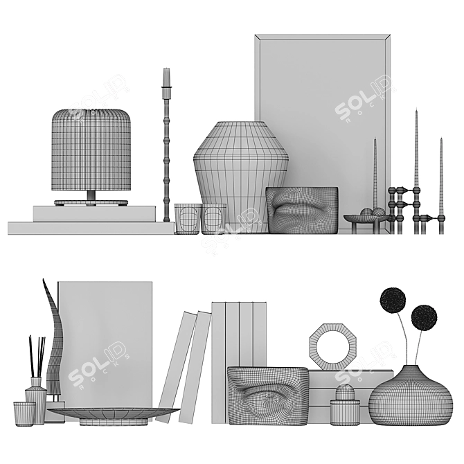 Modern Decor Set: Lamp, Candleholders, Candles, Candle Stand, Vase 3D model image 1