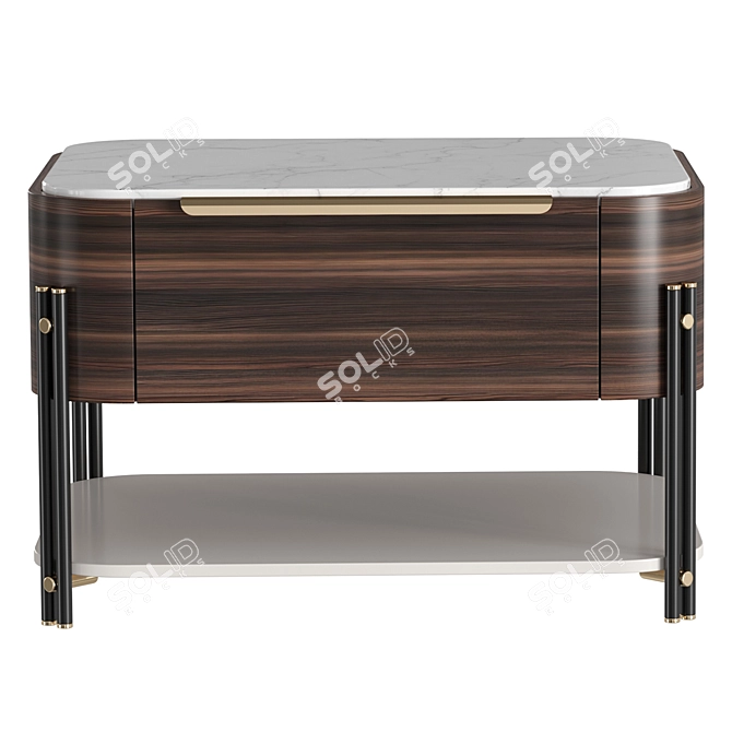 Elegant Bamboo Bedside Table | Praddy PORTUGAL 3D model image 2