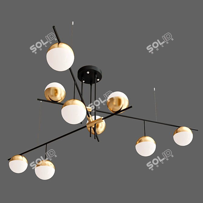 Sleek Metal and Glass Chandeliers 3D model image 3