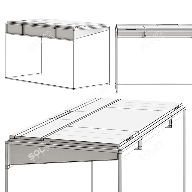 Industrial Oak Writing Desk 3D model image 2