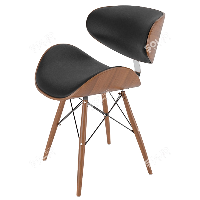 Sleek Gerald Black Chair 3D model image 10