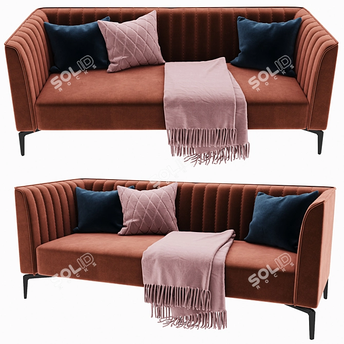 Luxury Velvet Metal Sofa 3D model image 1