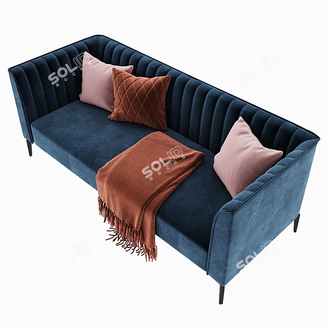 Luxury Velvet Metal Sofa 3D model image 2