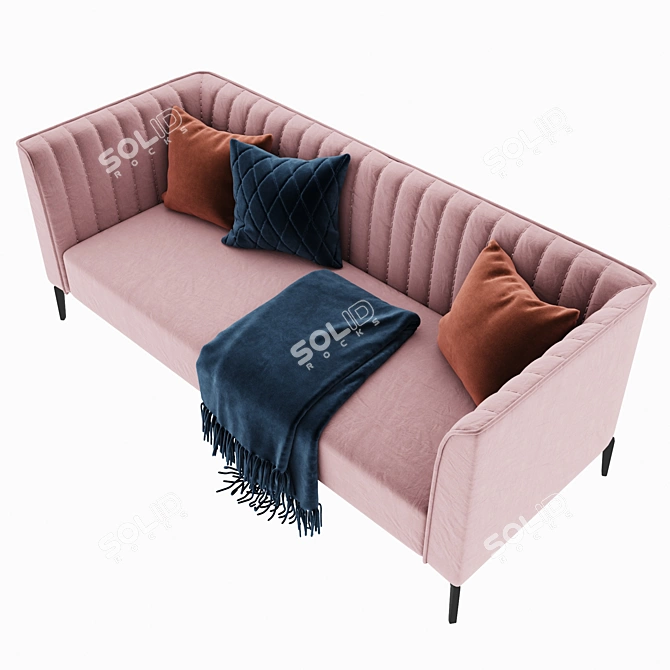 Luxury Velvet Metal Sofa 3D model image 3