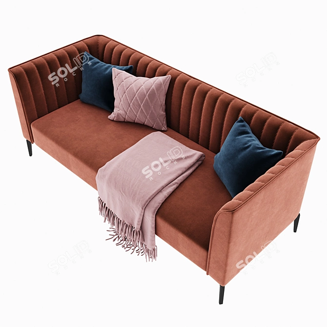 Luxury Velvet Metal Sofa 3D model image 4