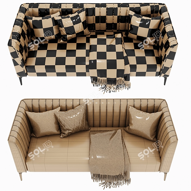 Luxury Velvet Metal Sofa 3D model image 5