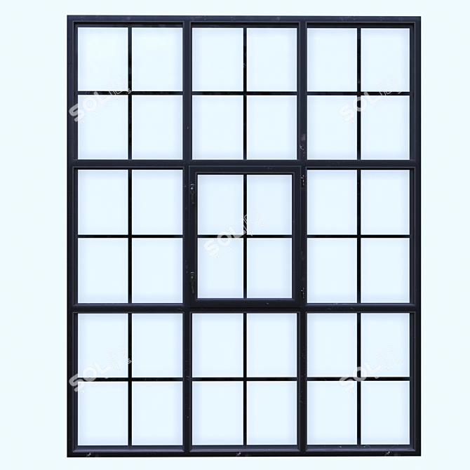 Vintage Black Pane Window 3D model image 1