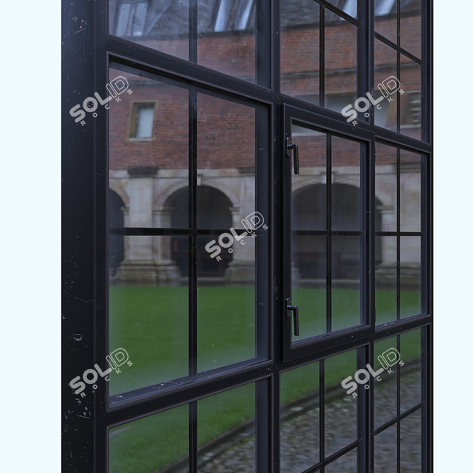 Vintage Black Pane Window 3D model image 4