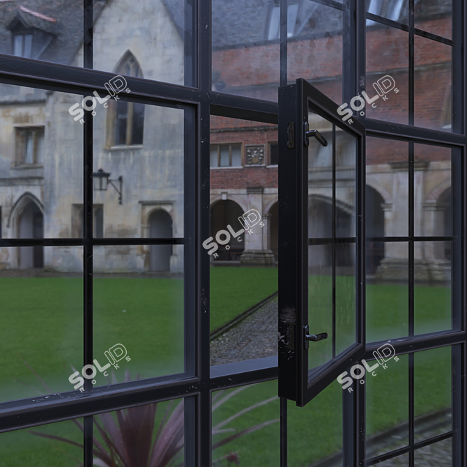 Vintage Black Pane Window 3D model image 5