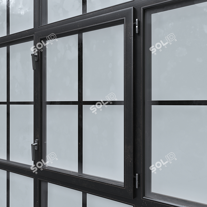 Vintage Black Pane Window 3D model image 8