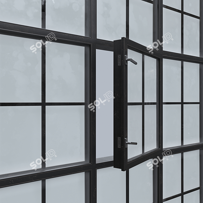 Vintage Black Pane Window 3D model image 9