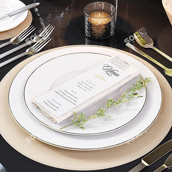 Elegant Table Setting for Dining 3D model image 4