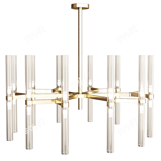 Elegant Marina Chandelier | Soft Gold & Clear Pyrex Glass 3D model image 1