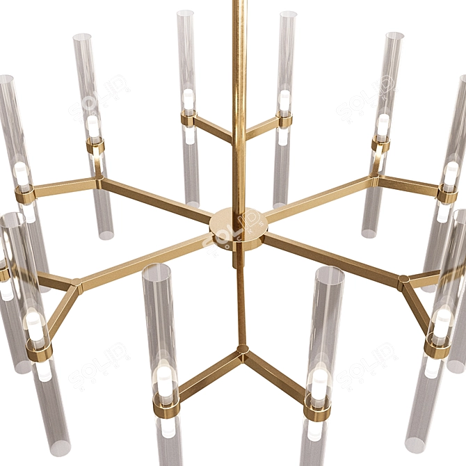 Elegant Marina Chandelier | Soft Gold & Clear Pyrex Glass 3D model image 2