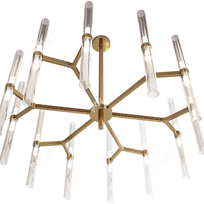 Elegant Marina Chandelier | Soft Gold & Clear Pyrex Glass 3D model image 3