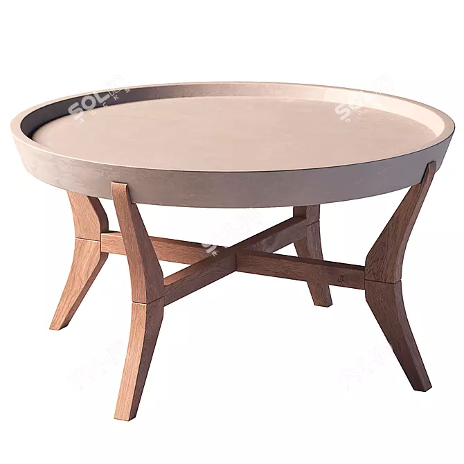 Round Concrete Tray Coffee Table 3D model image 1