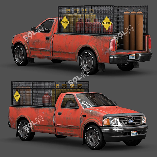 Vintage Rusty Ford F150 3D model image 1