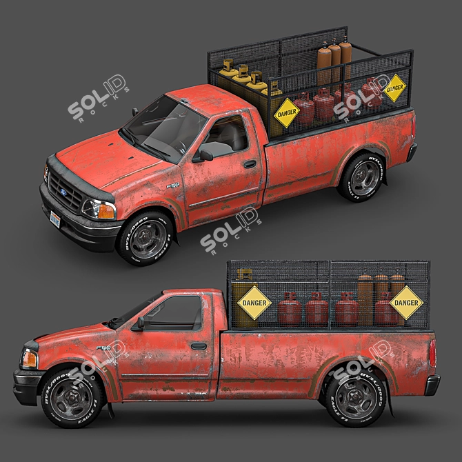 Vintage Rusty Ford F150 3D model image 2