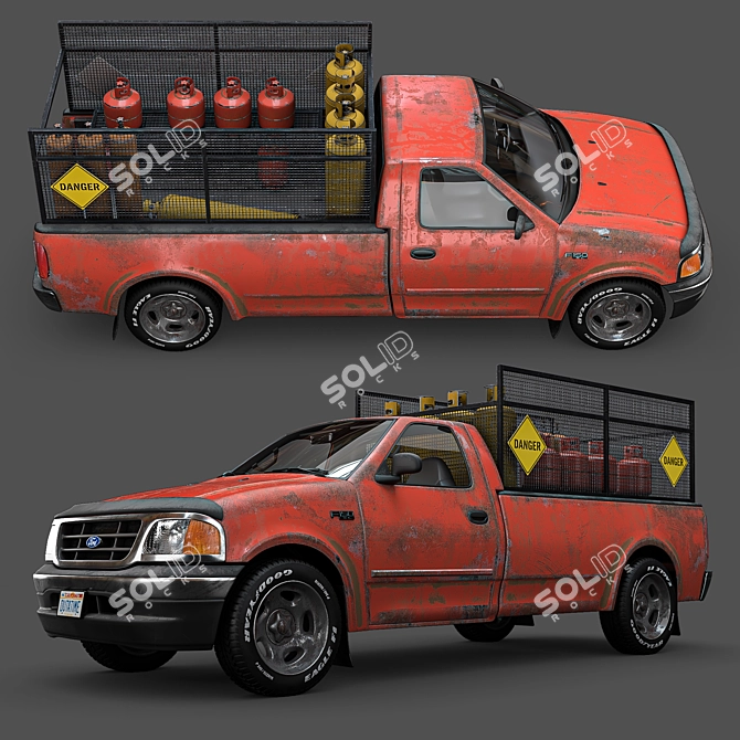 Vintage Rusty Ford F150 3D model image 3