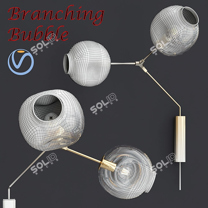 Golden Branching Bubble Wall Lamp 3D model image 2