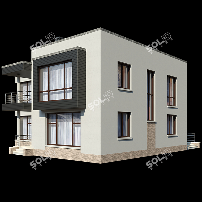 Spacious Two-Story Cottage with Terrace and Balcony 3D model image 2